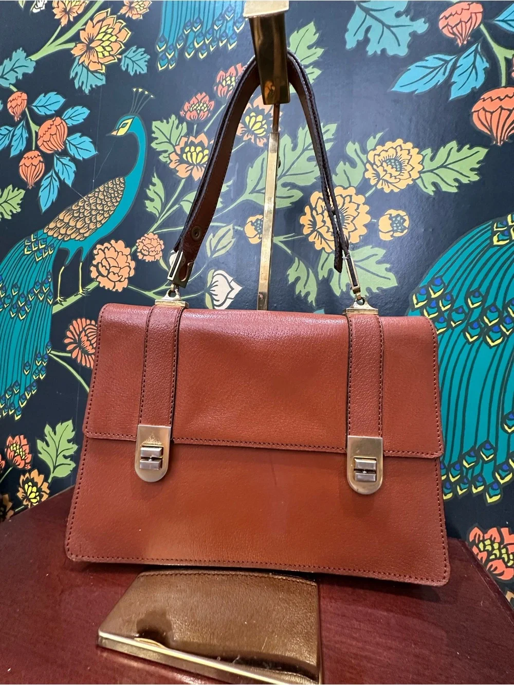 Vintage Bally Made in France Cognac Leather Shoulder Bag Éclair Zipper